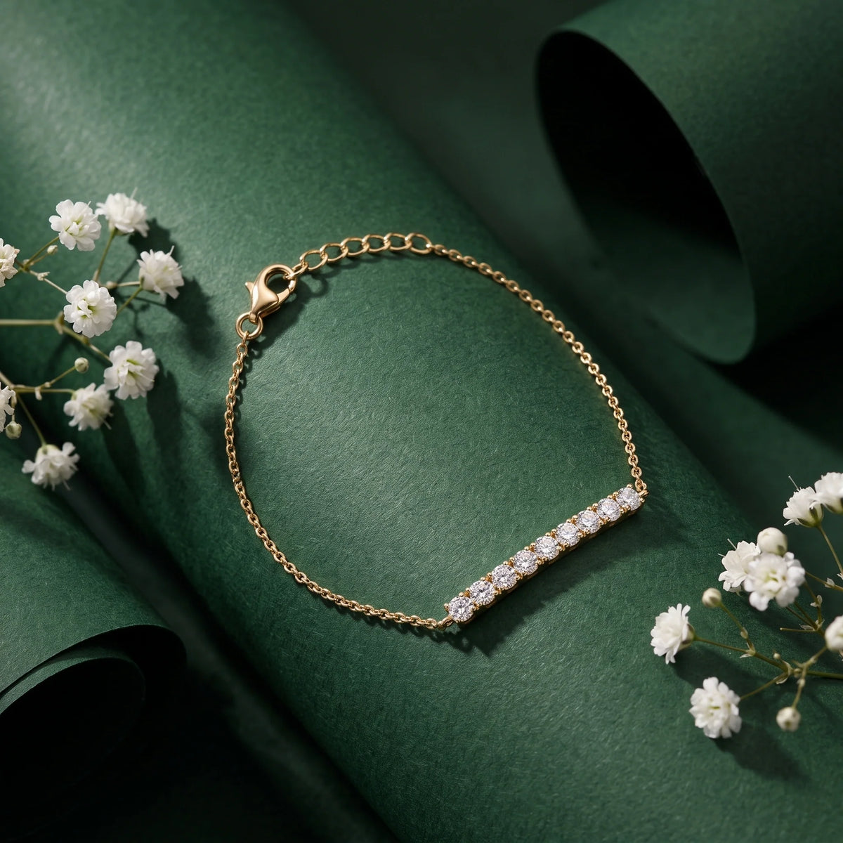 Gold Diamond Bar Bracelet