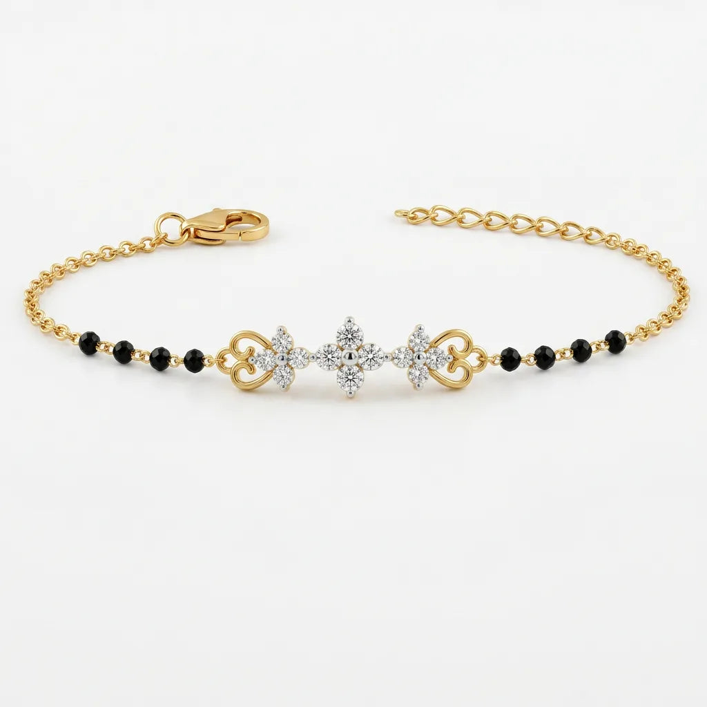 Noirelle Heart Bloom Mangalsutra Bracelet
