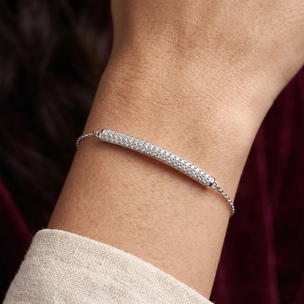 Silver Pave Bar Bracelet