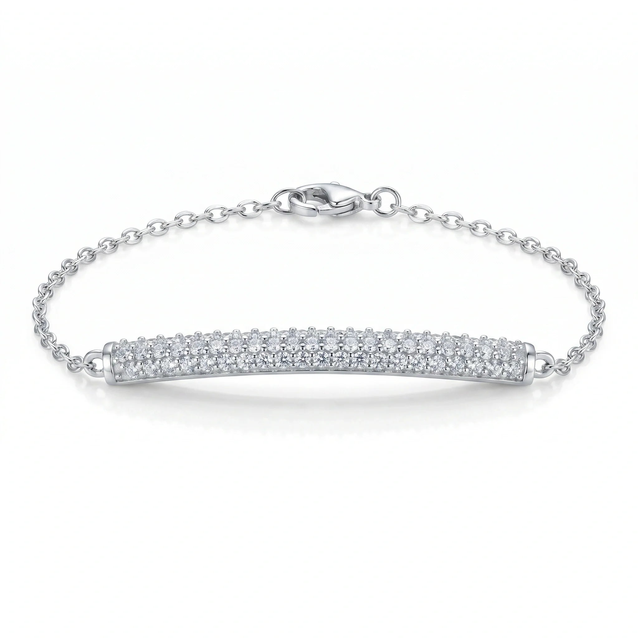 Silver Pave Bar Bracelet