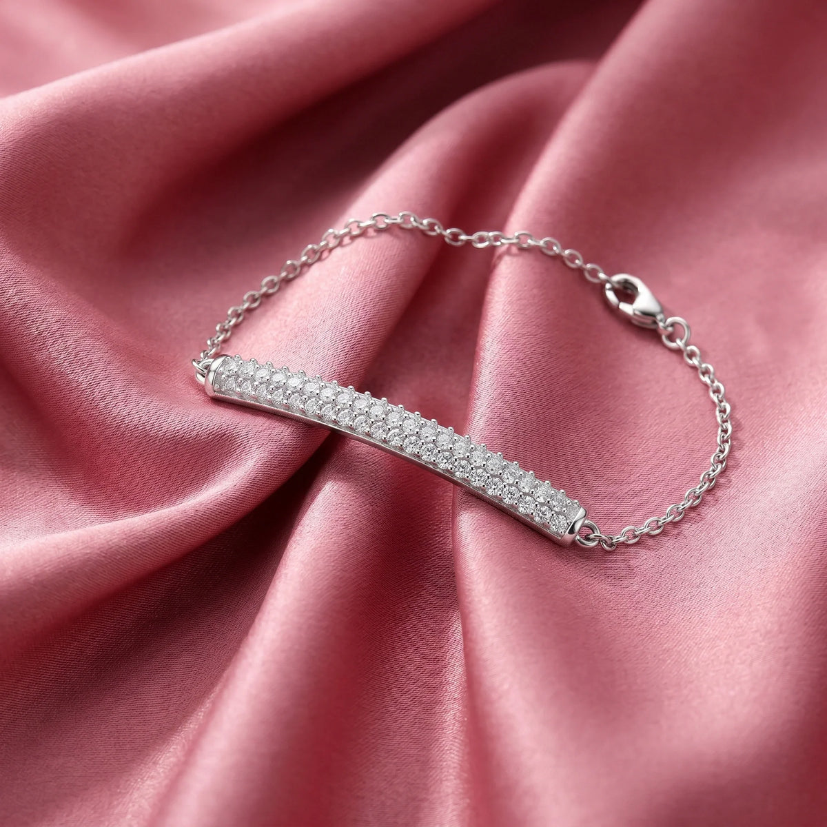Silver Pave Bar Bracelet