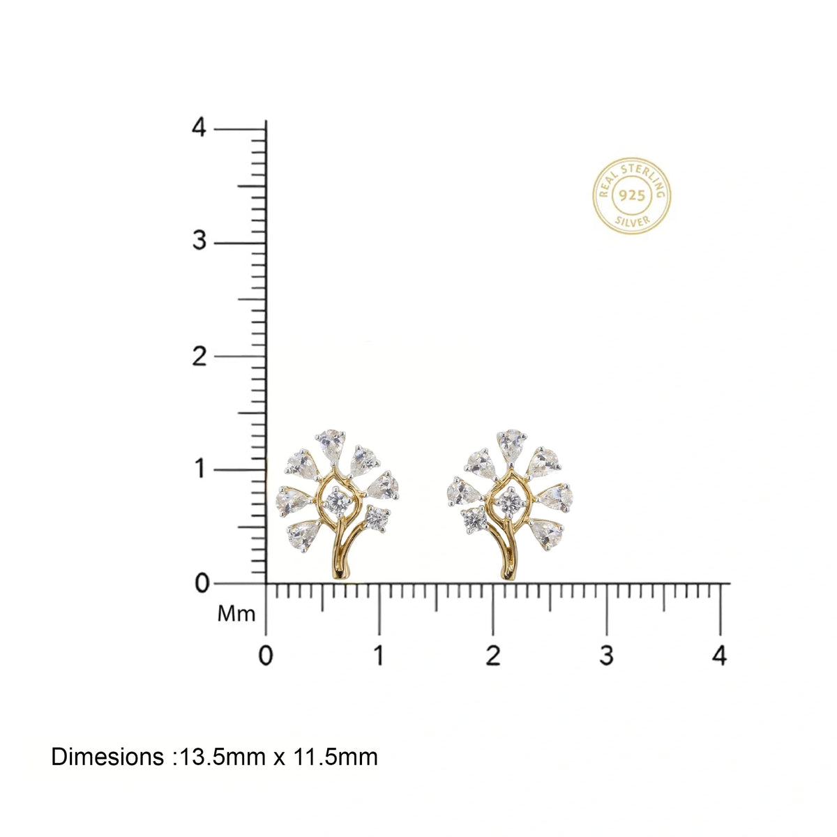 Gold Petal Spark Studs