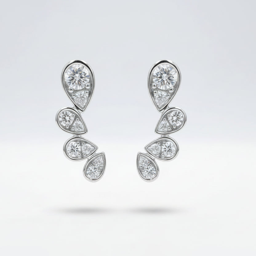 Gold Petal Cascade Stud Earrings