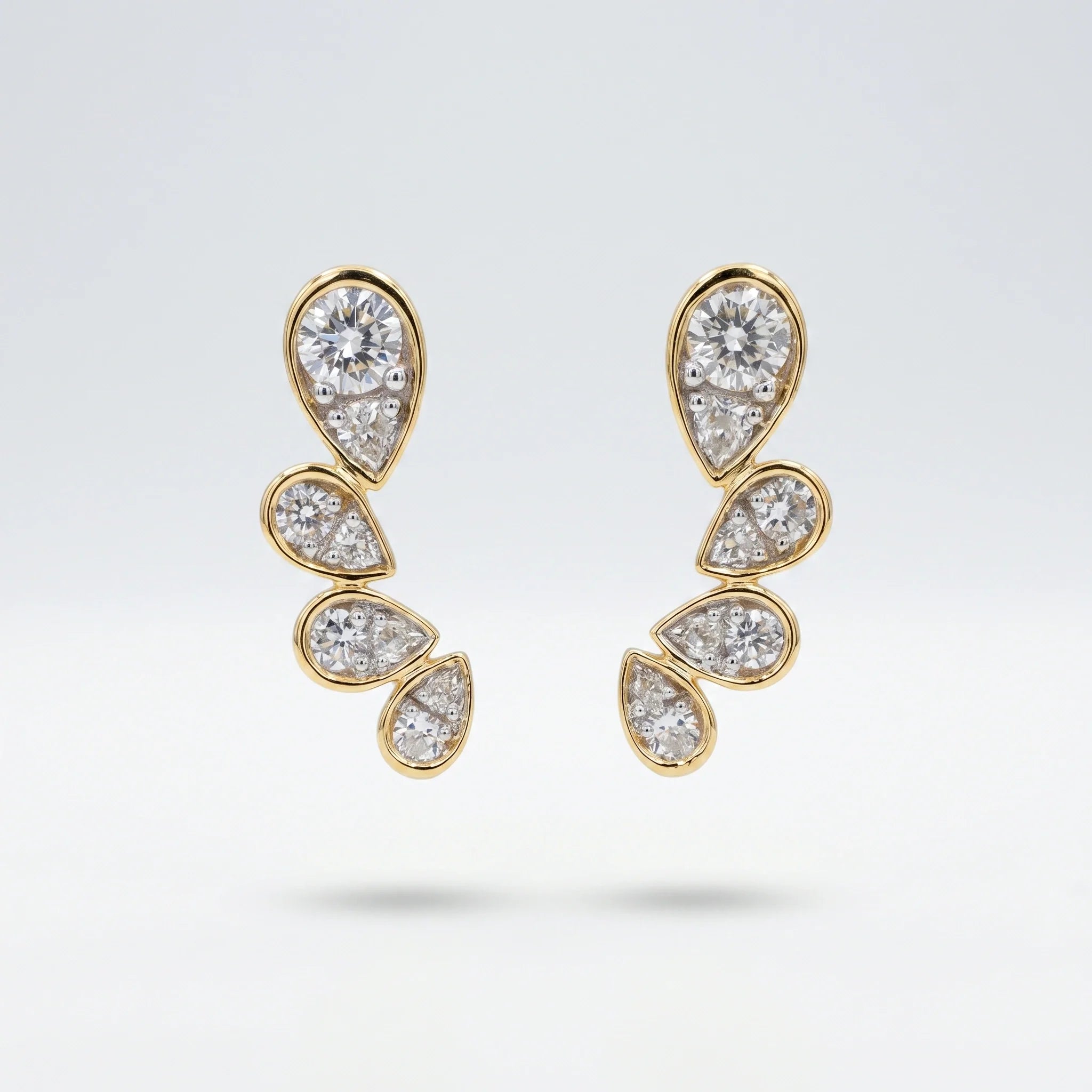 Gold Petal Cascade Stud Earrings