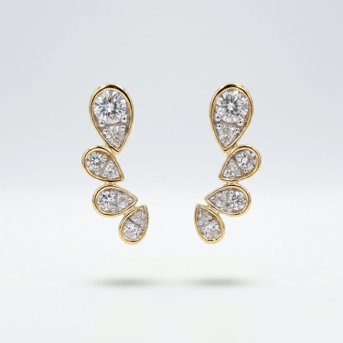 Gold Petal Cascade Stud Earrings