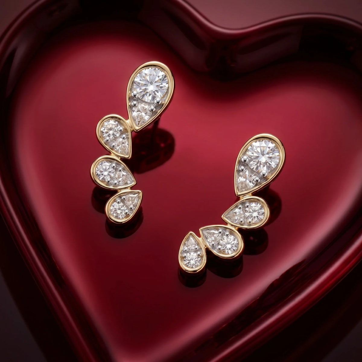 Gold Petal Cascade Stud Earrings