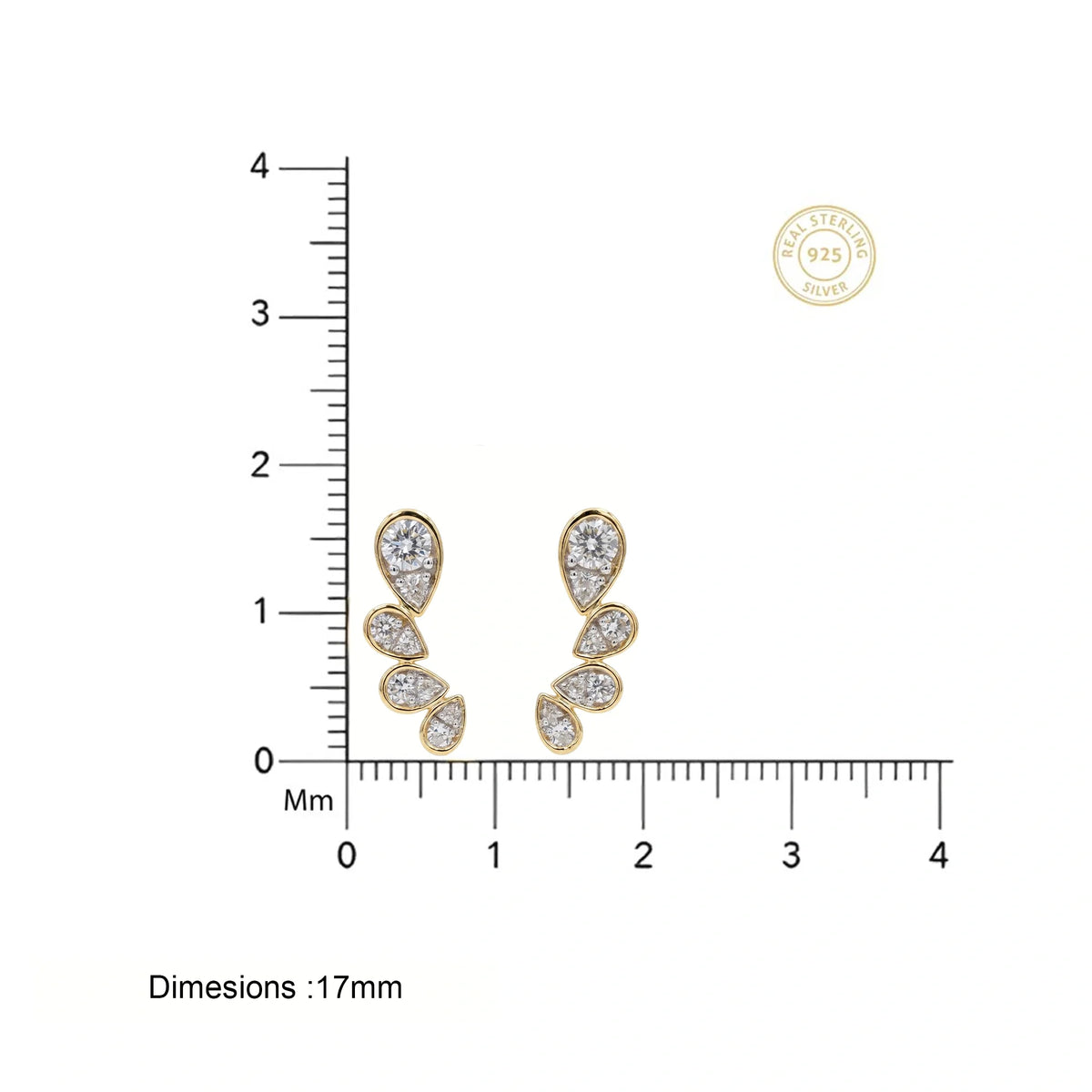 Gold Petal Cascade Stud Earrings