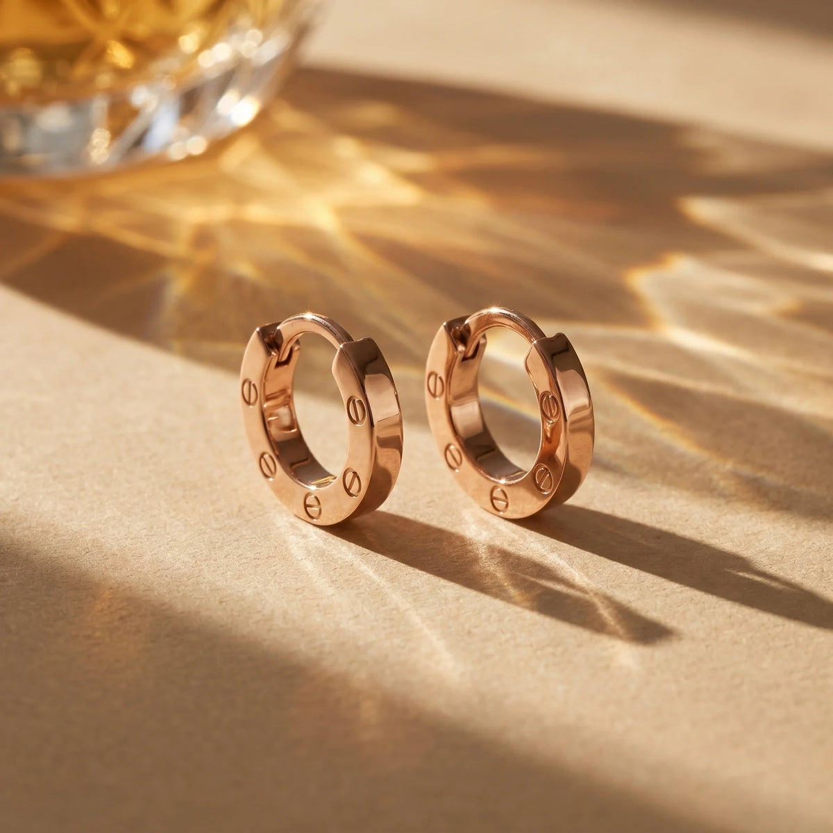 Rose Gold Rivet Hoop Earrings