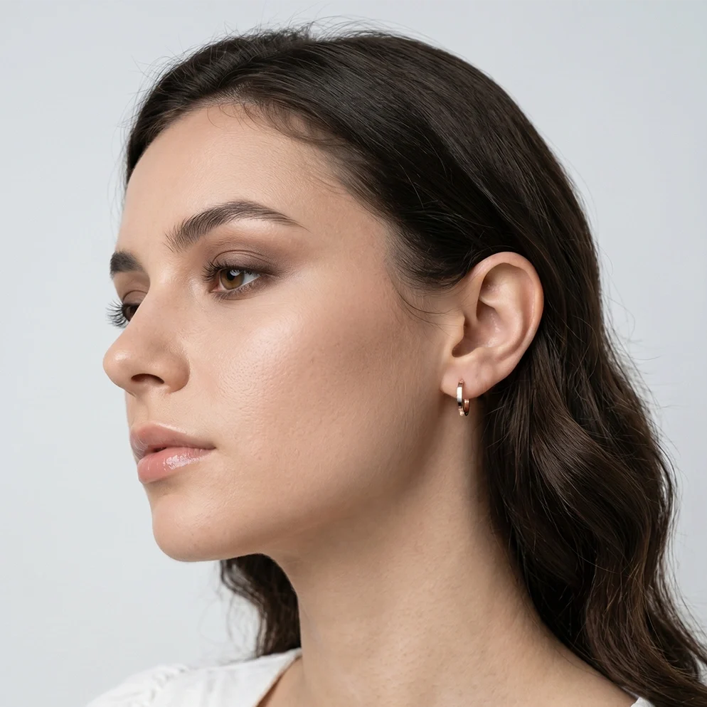 Rose Gold Rivet Hoop Earrings