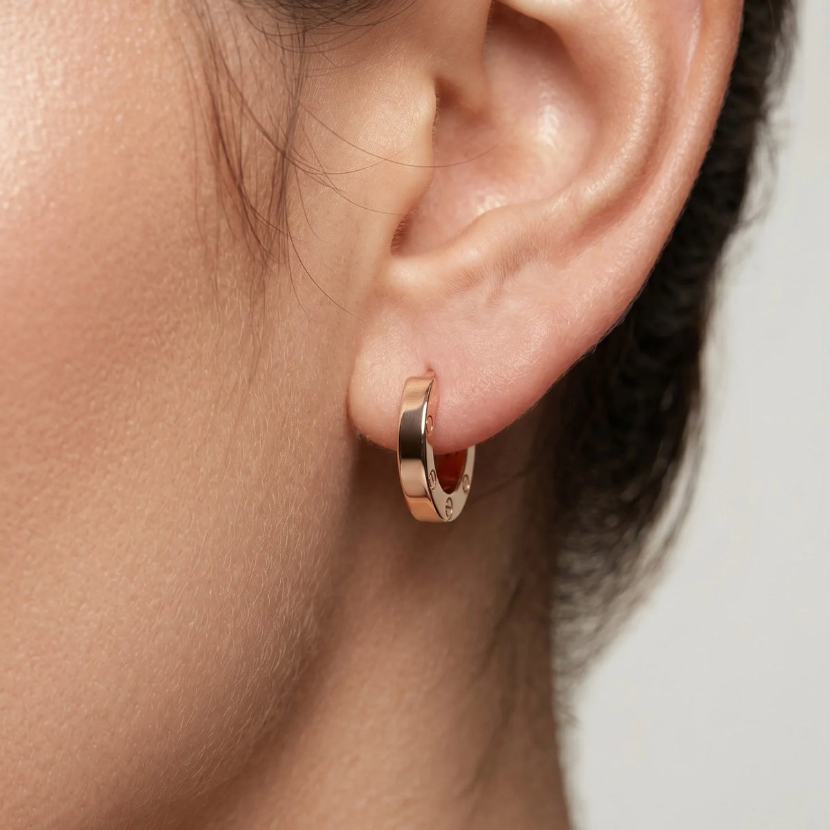 Rose Gold Rivet Hoop Earrings