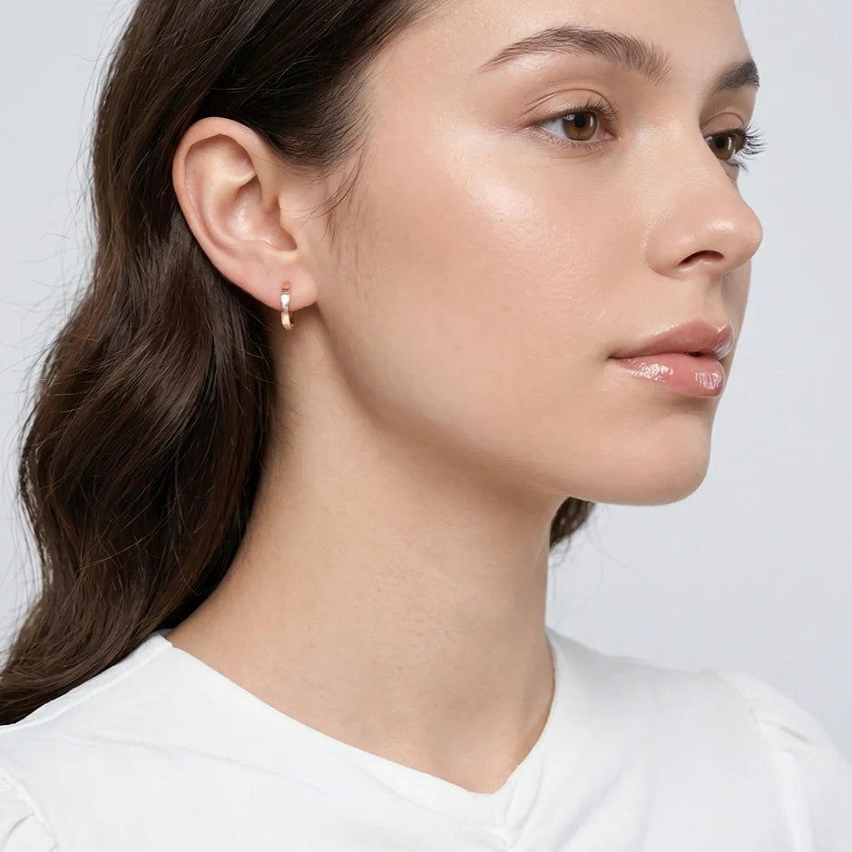 Rose Gold Rivet Hoop Earrings