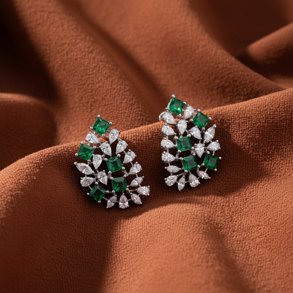 Emerald Bloom Stud Earrings