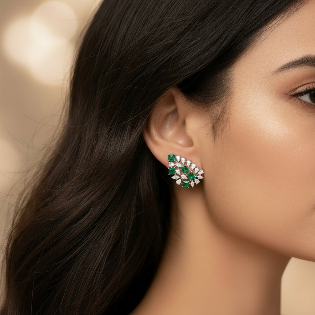 Emerald Bloom Stud Earrings