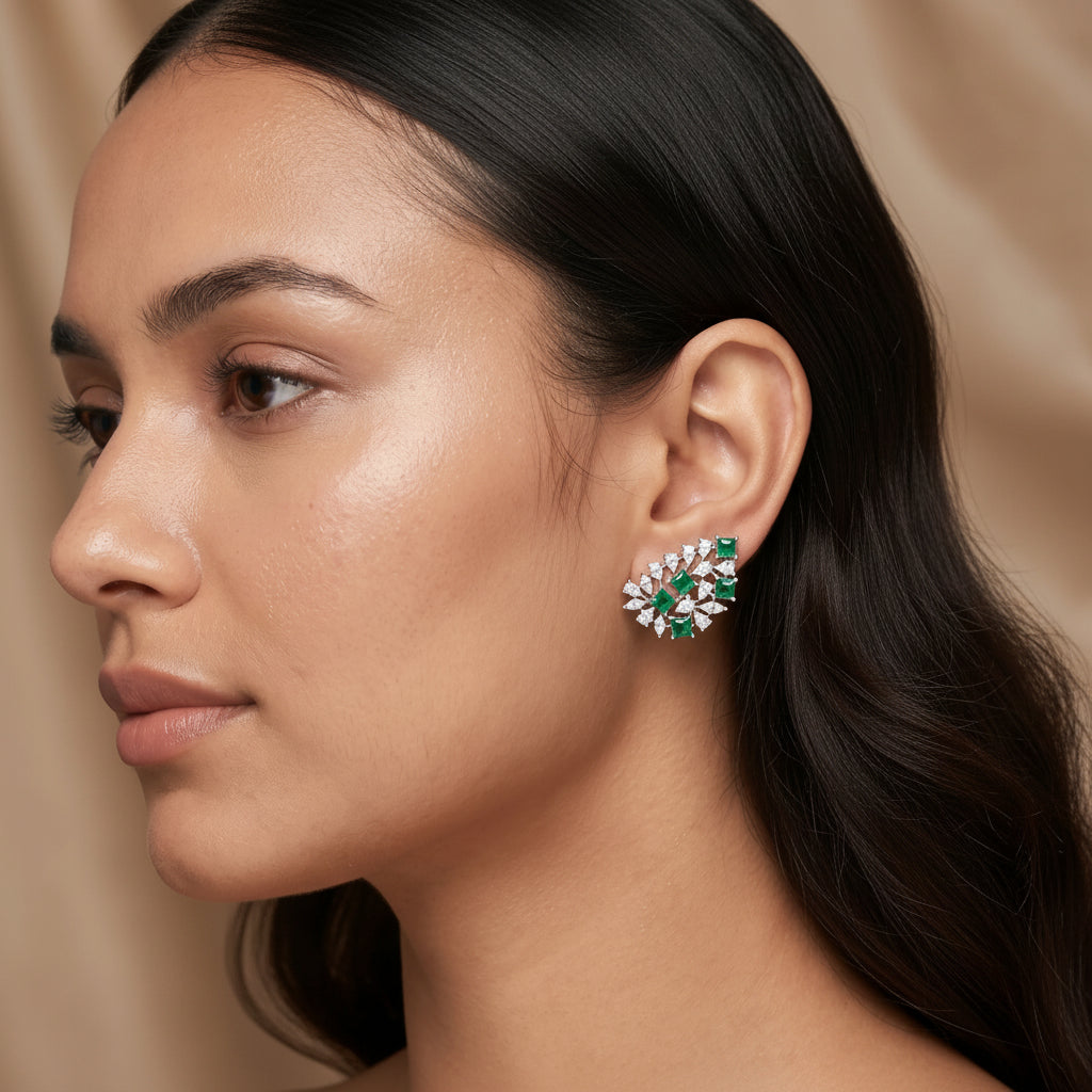 Emerald Bloom Stud Earrings