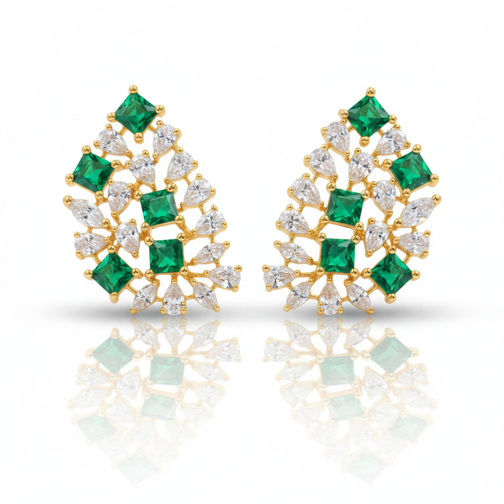 Emerald Bloom Stud Earrings