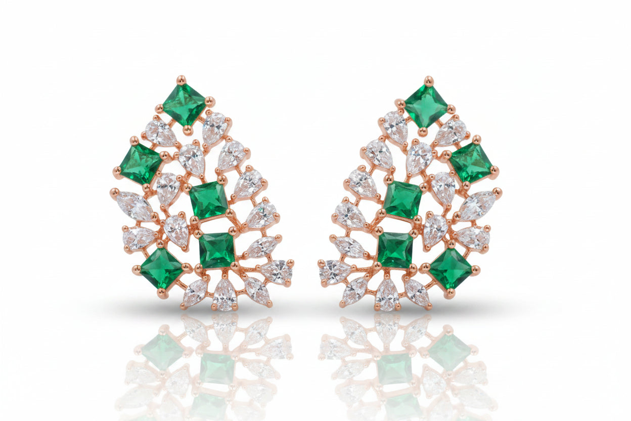 Emerald Bloom Stud Earrings