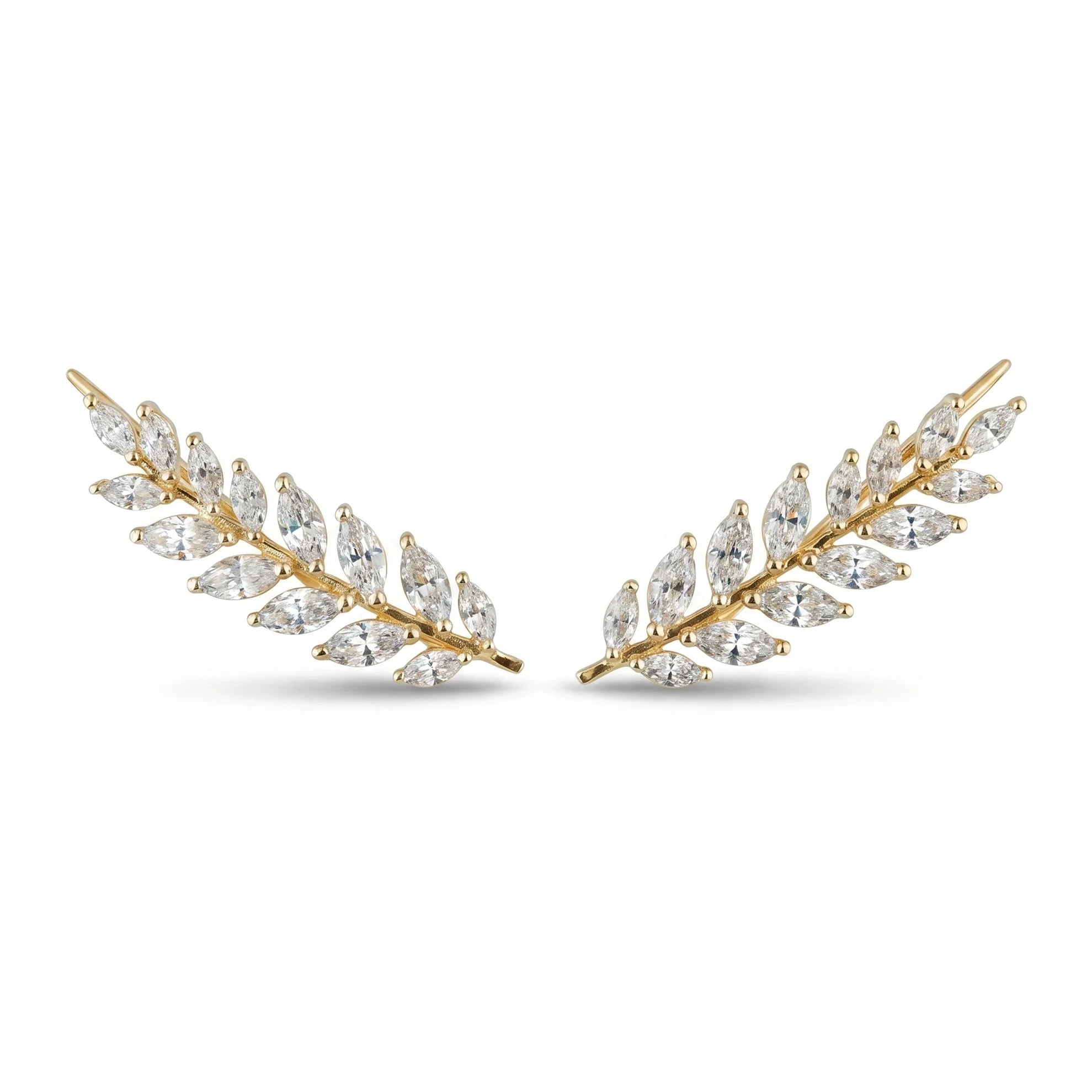 Gold Laurel Climber Earrings
