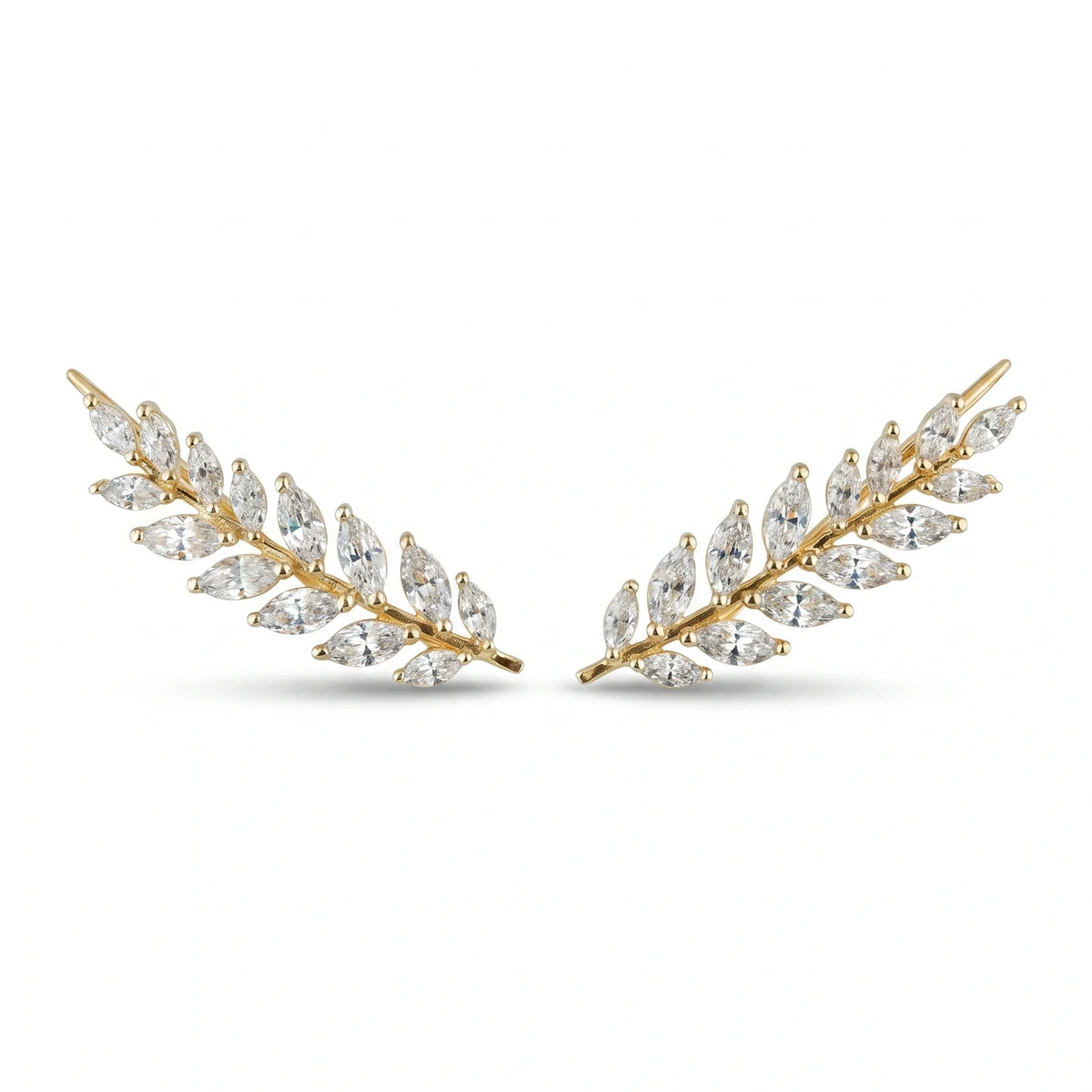 Gold Laurel Climber Earrings