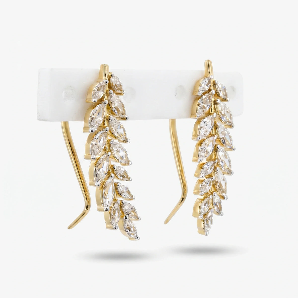 Gold Laurel Climber Earrings