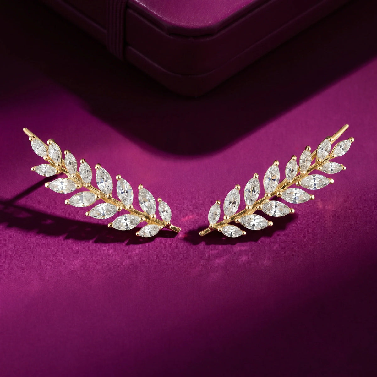 Gold Laurel Climber Earrings