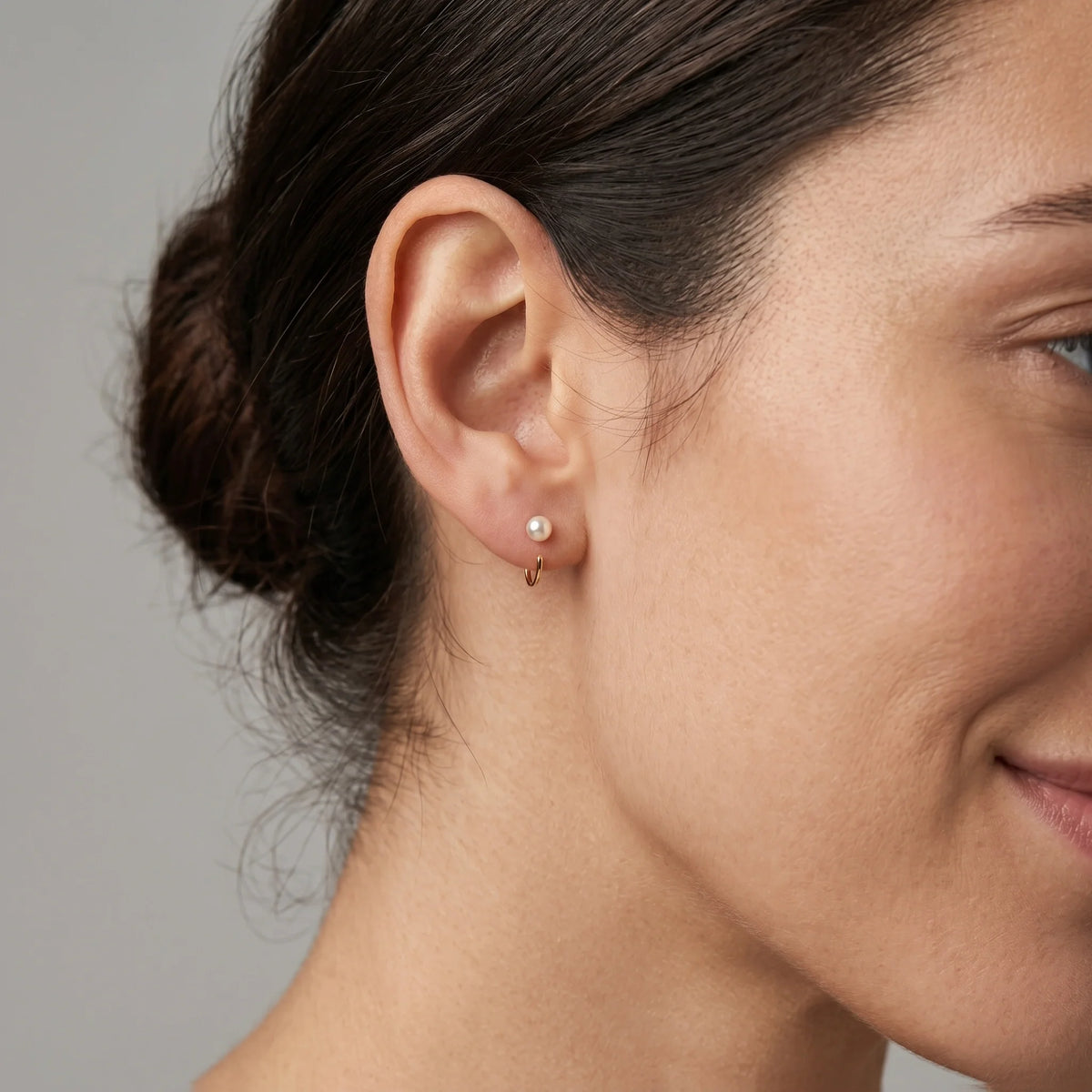 Gold Pearl Arc Earrings