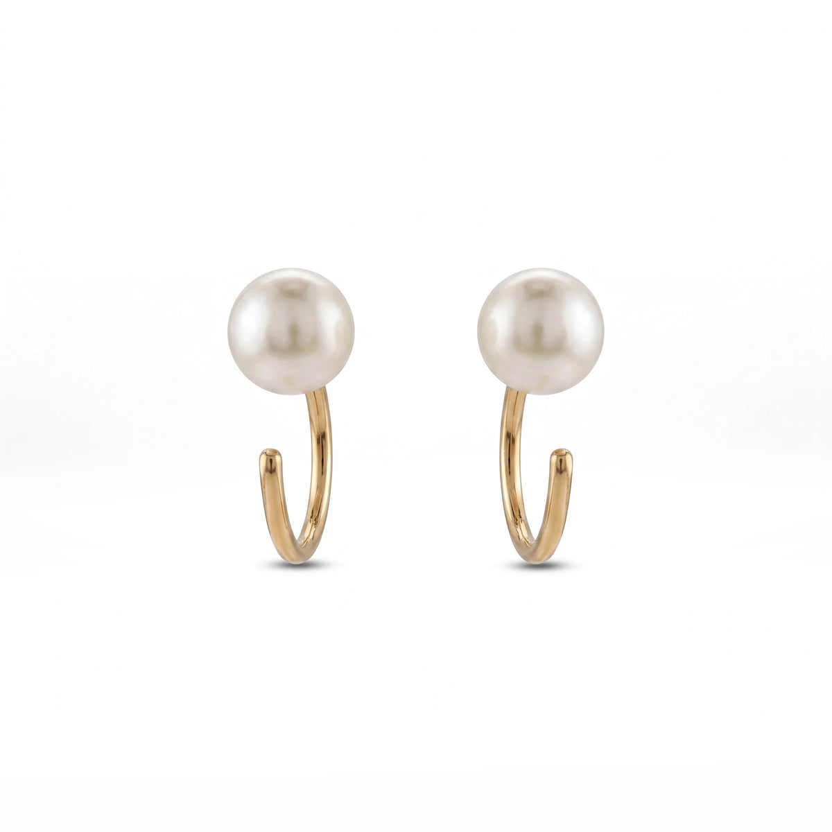 Gold Pearl Arc Earrings