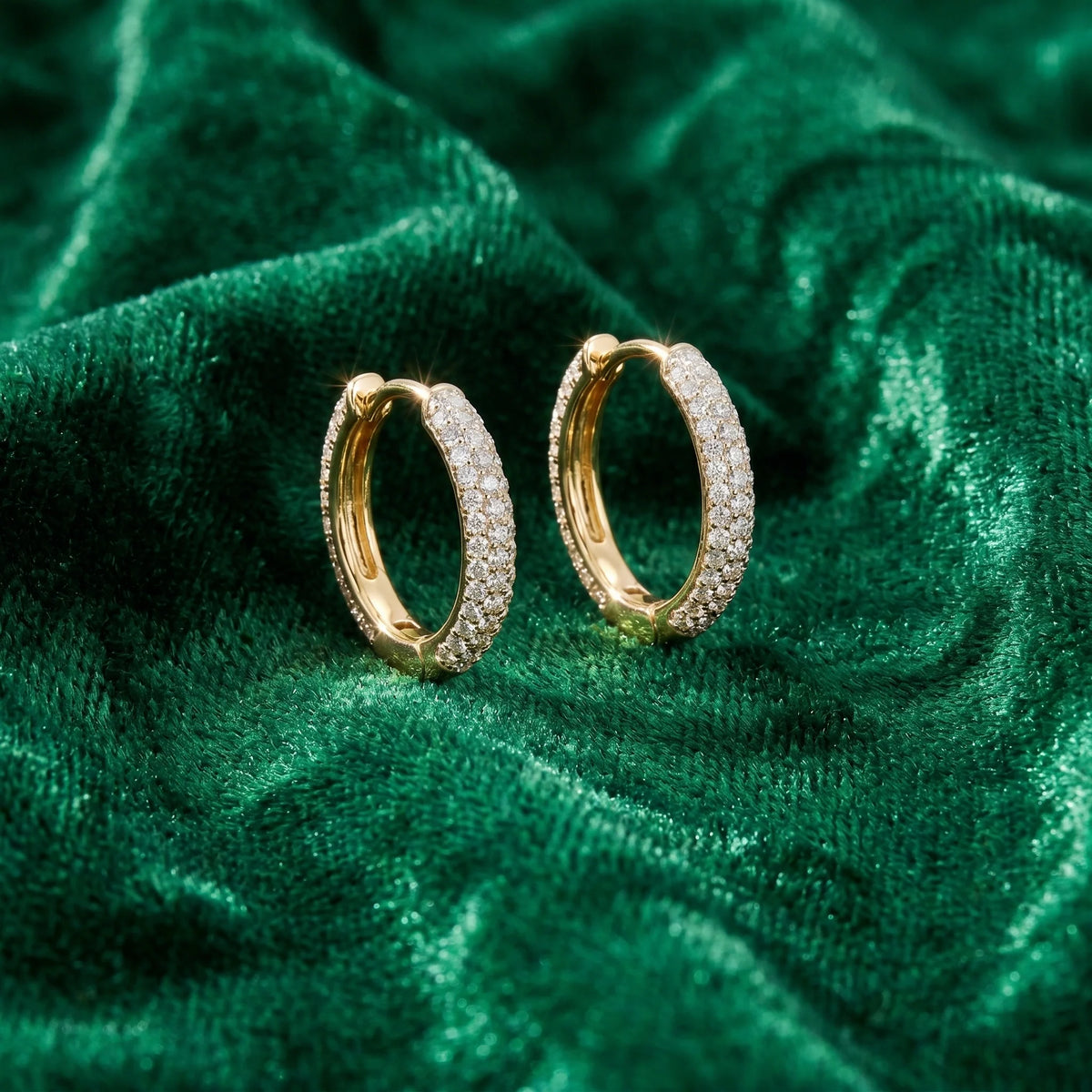 Gold Pavé Huggie Hoop Earrings