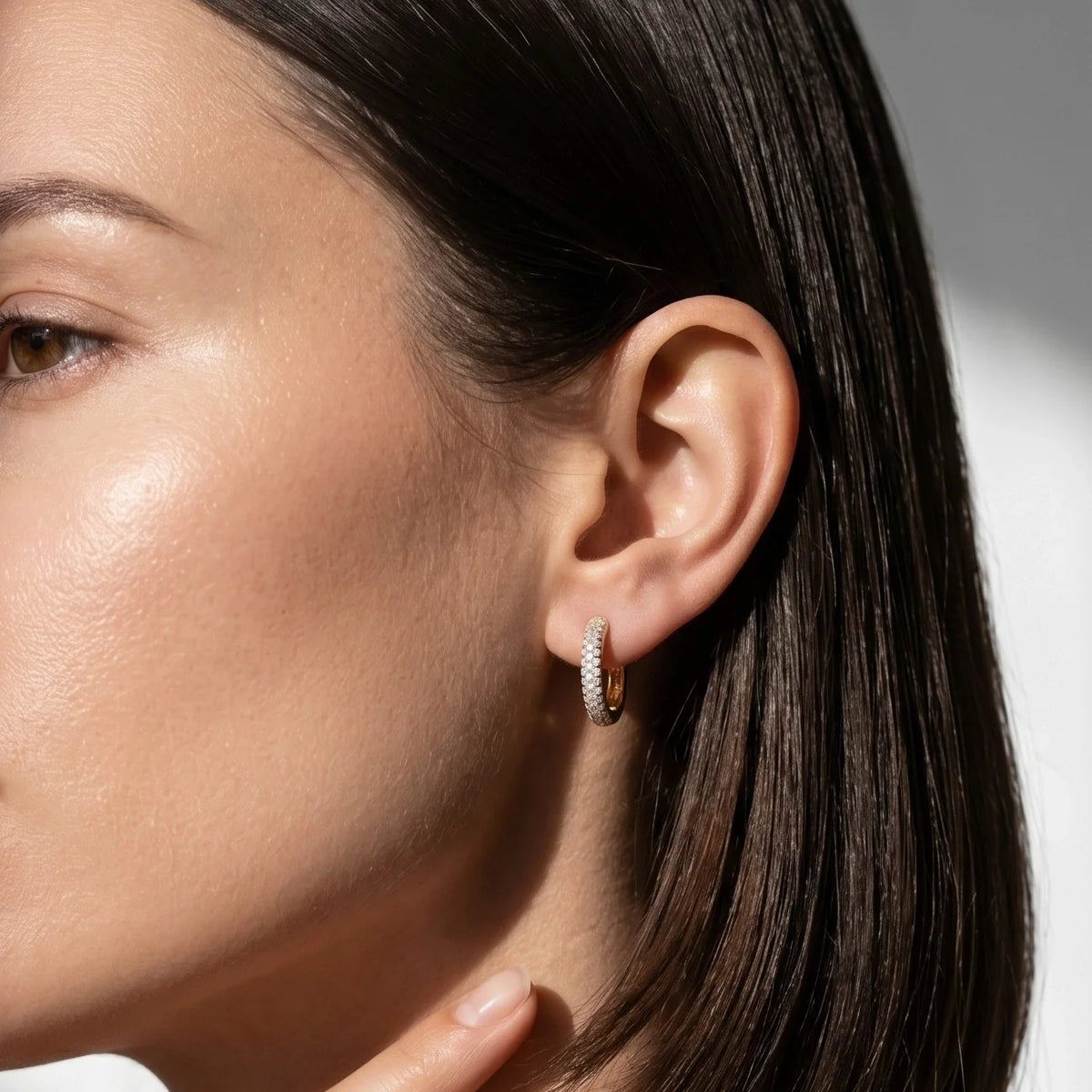 Gold Pavé Huggie Hoop Earrings