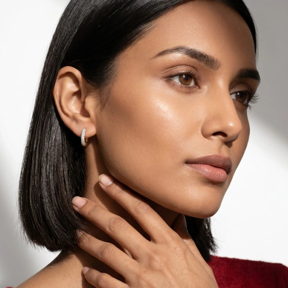 Gold Pavé Huggie Hoop Earrings