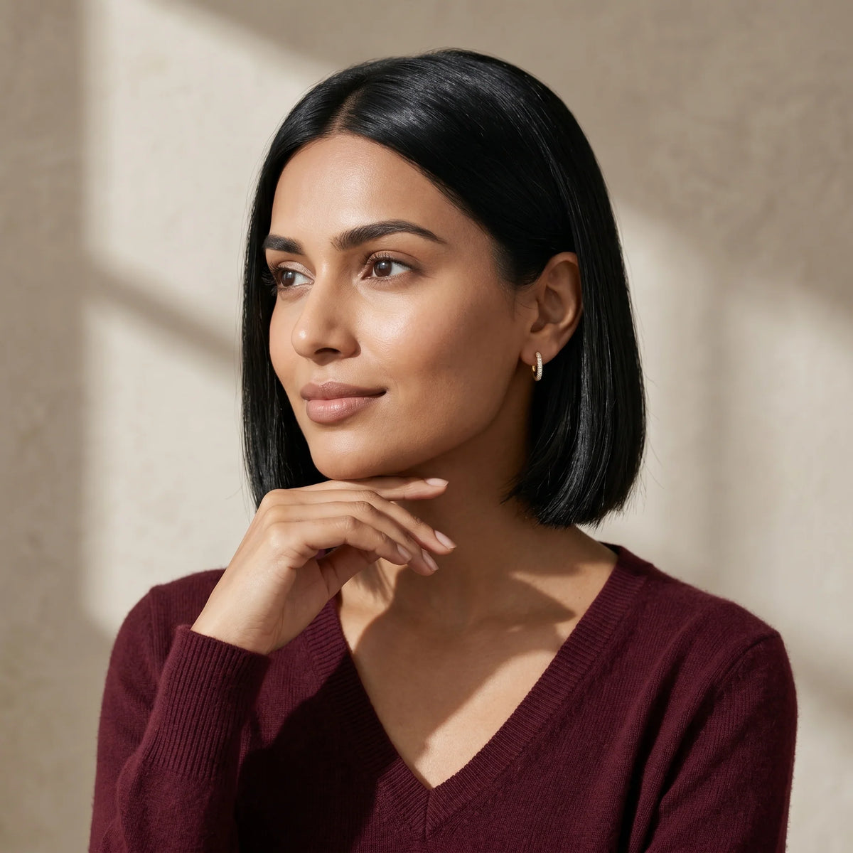 Gold Pavé Huggie Hoop Earrings