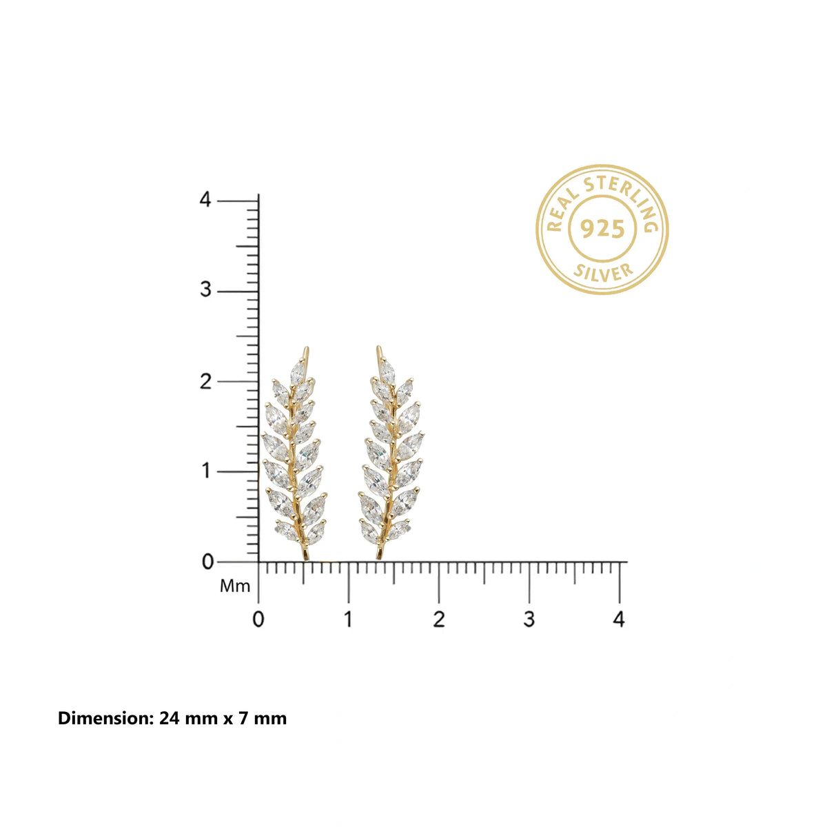Gold Laurel Climber Earrings