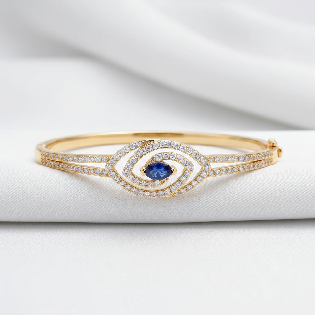 Gold Blue Eye Halo Bracelet