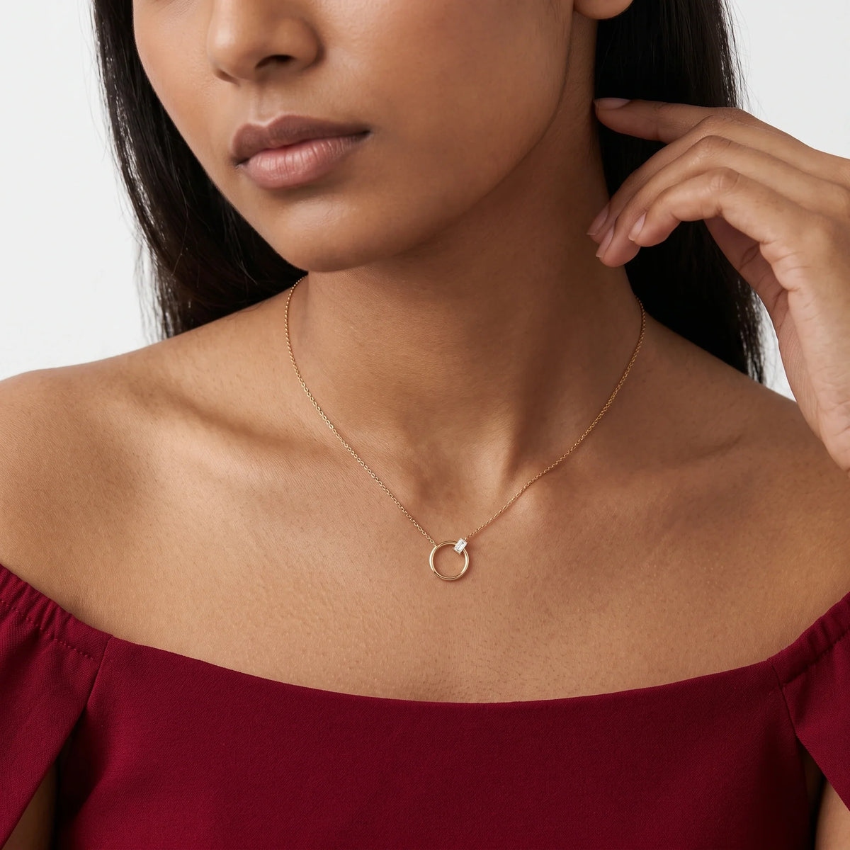 Gold Offset Circle Pendant