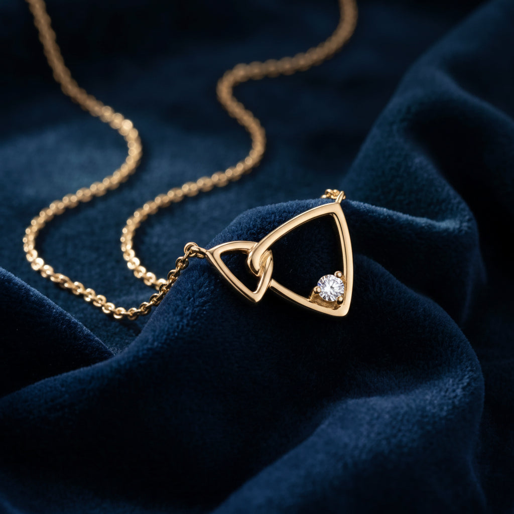 Gold Interlocked Triangle Pendant