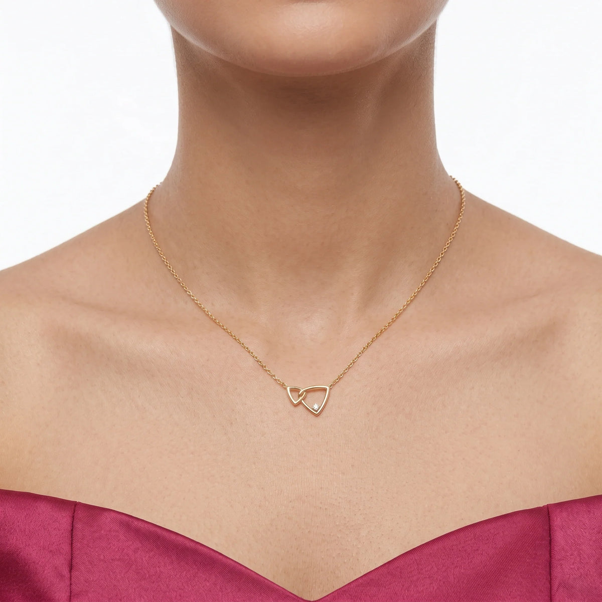 Gold Interlocked Triangle Pendant