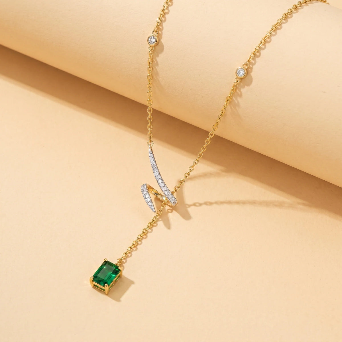 Gold Emerald Drop Pendant
