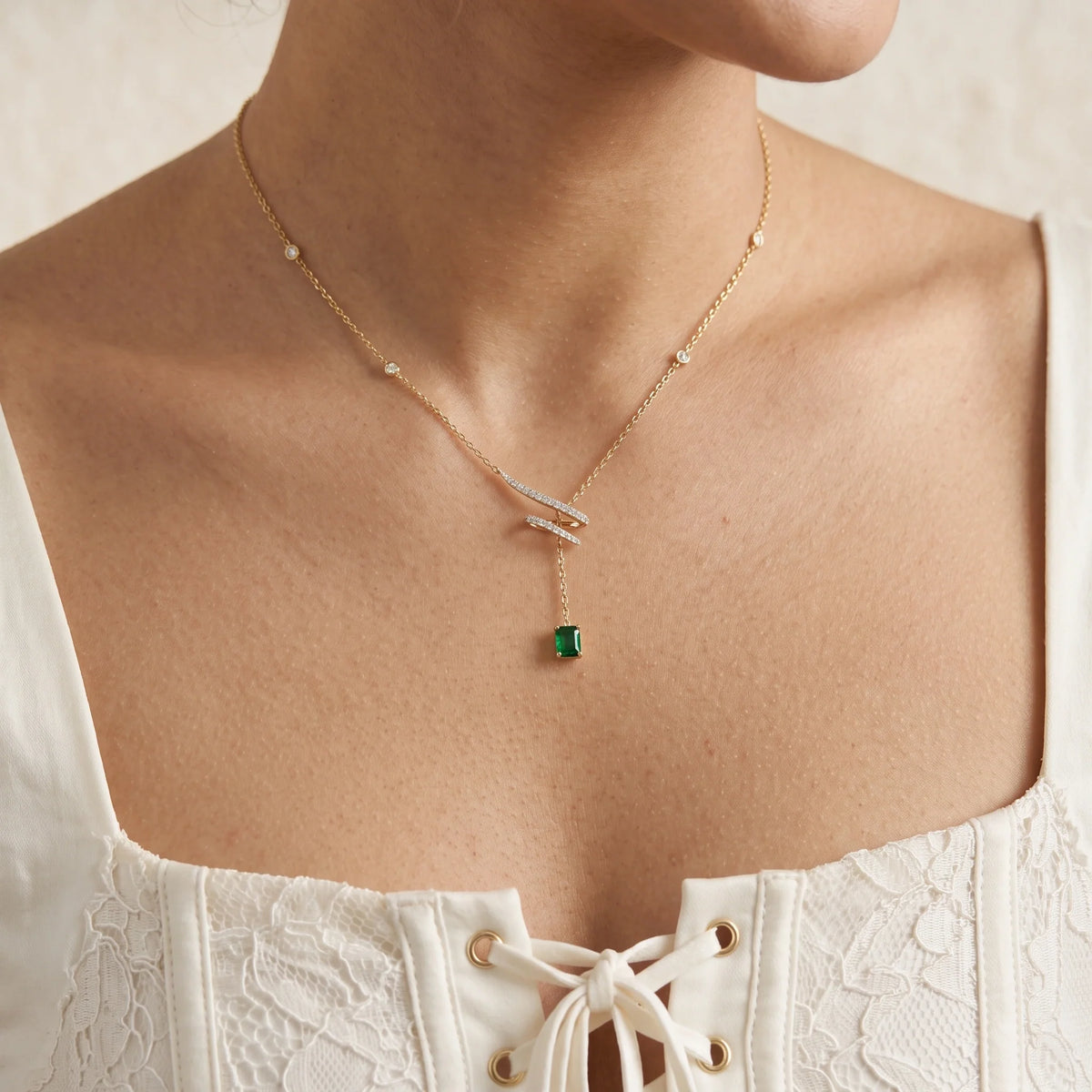Gold Emerald Drop Pendant