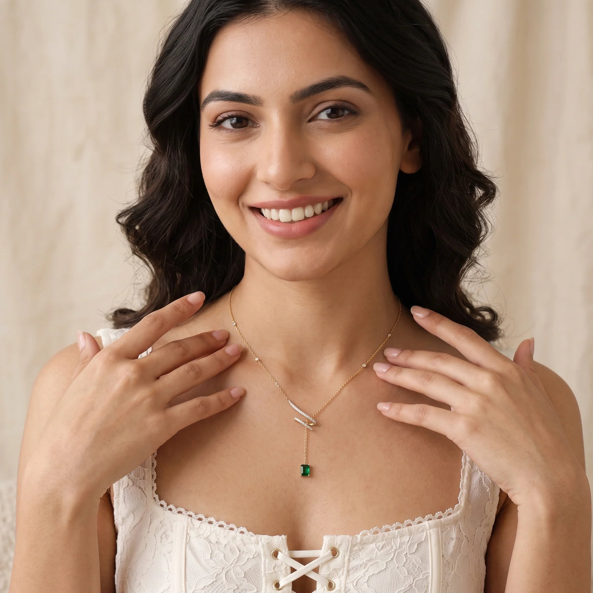 Gold Emerald Drop Pendant