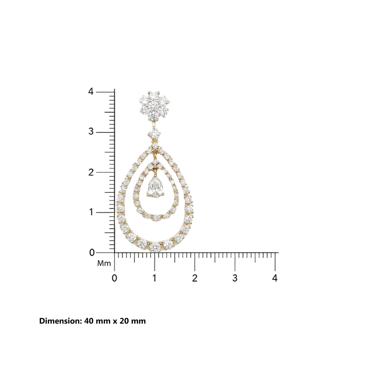 Gold Pear Halo Drop Necklace