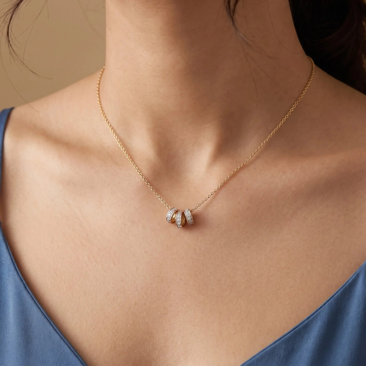 Gold Triple Loop Pendant