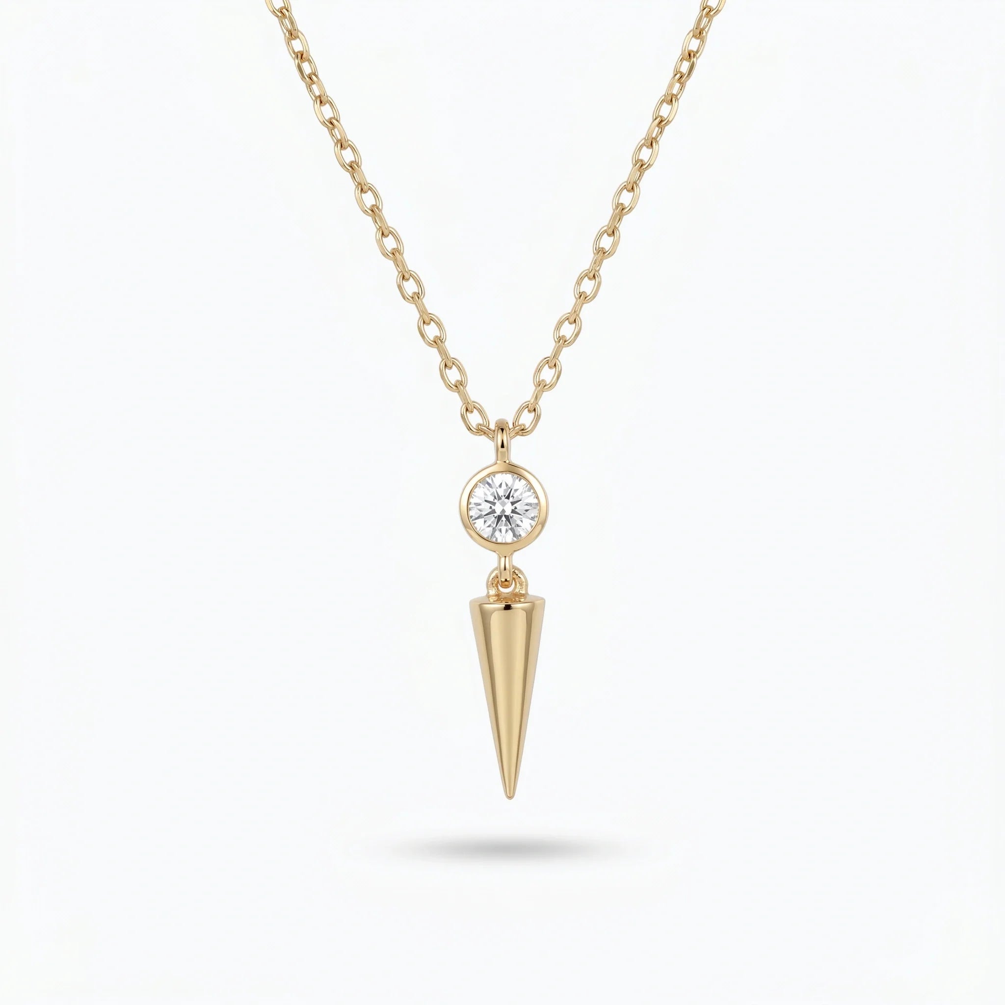 Gold Solitaire Spike Pendant