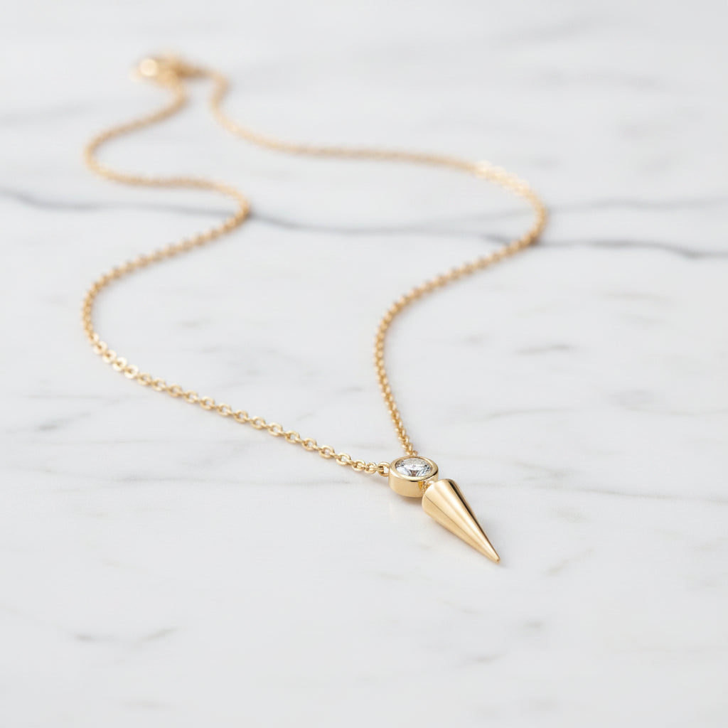 Gold Solitaire Spike Pendant