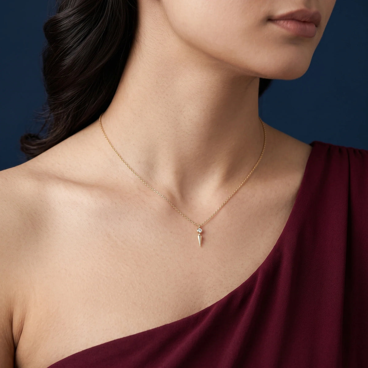 Gold Solitaire Spike Pendant
