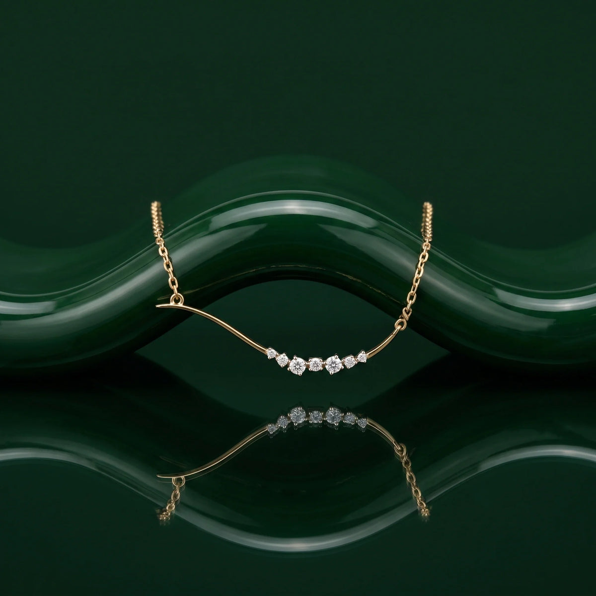 Gold Wave Curve Pendant