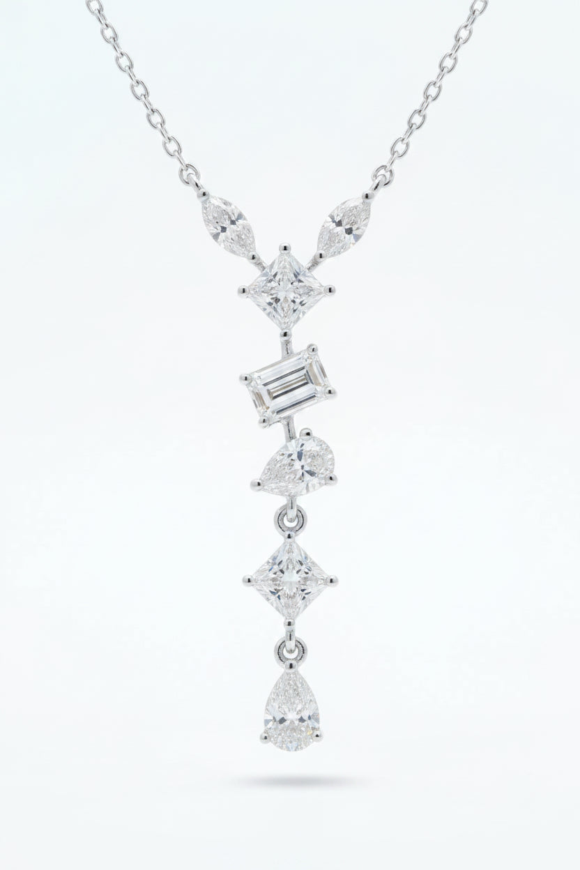 Gold Mixed Cut Drop Necklace