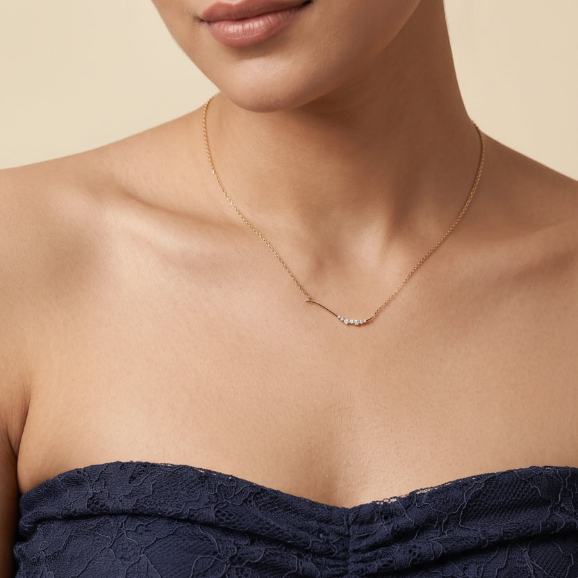 Gold Wave Curve Pendant