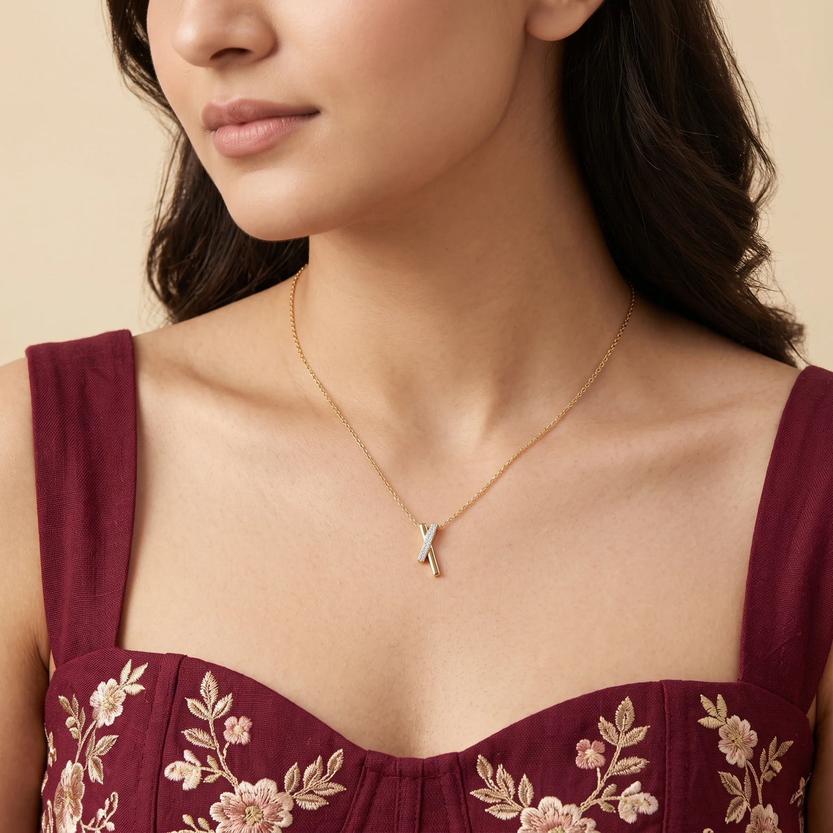 Gold Crossline Pendant