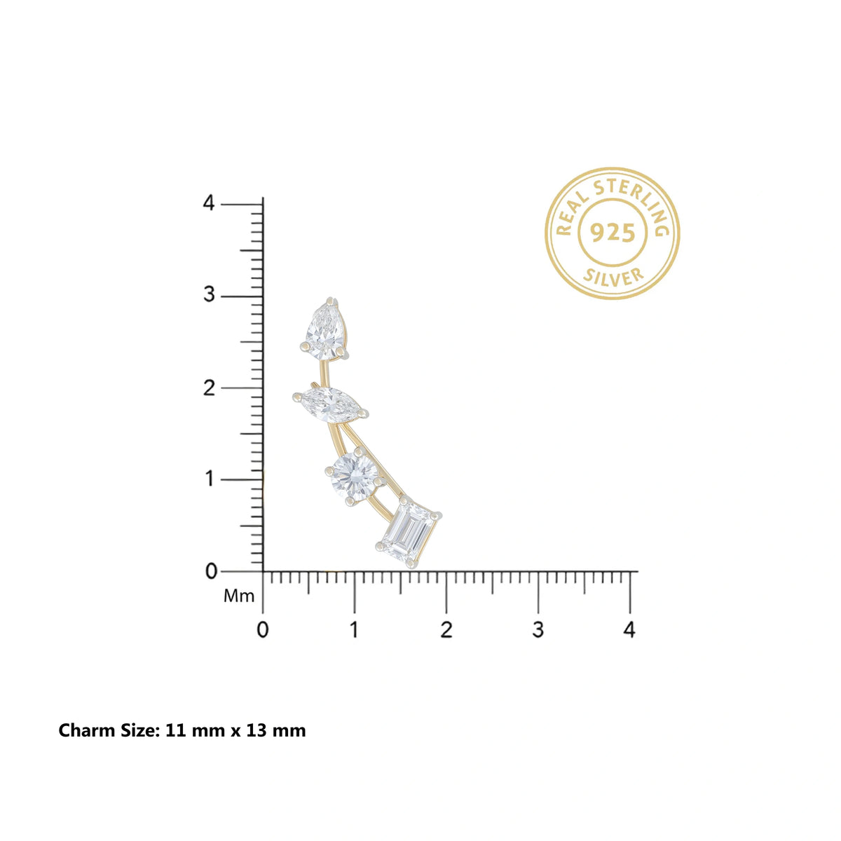 Gold Mixed Cut Climber Earrings