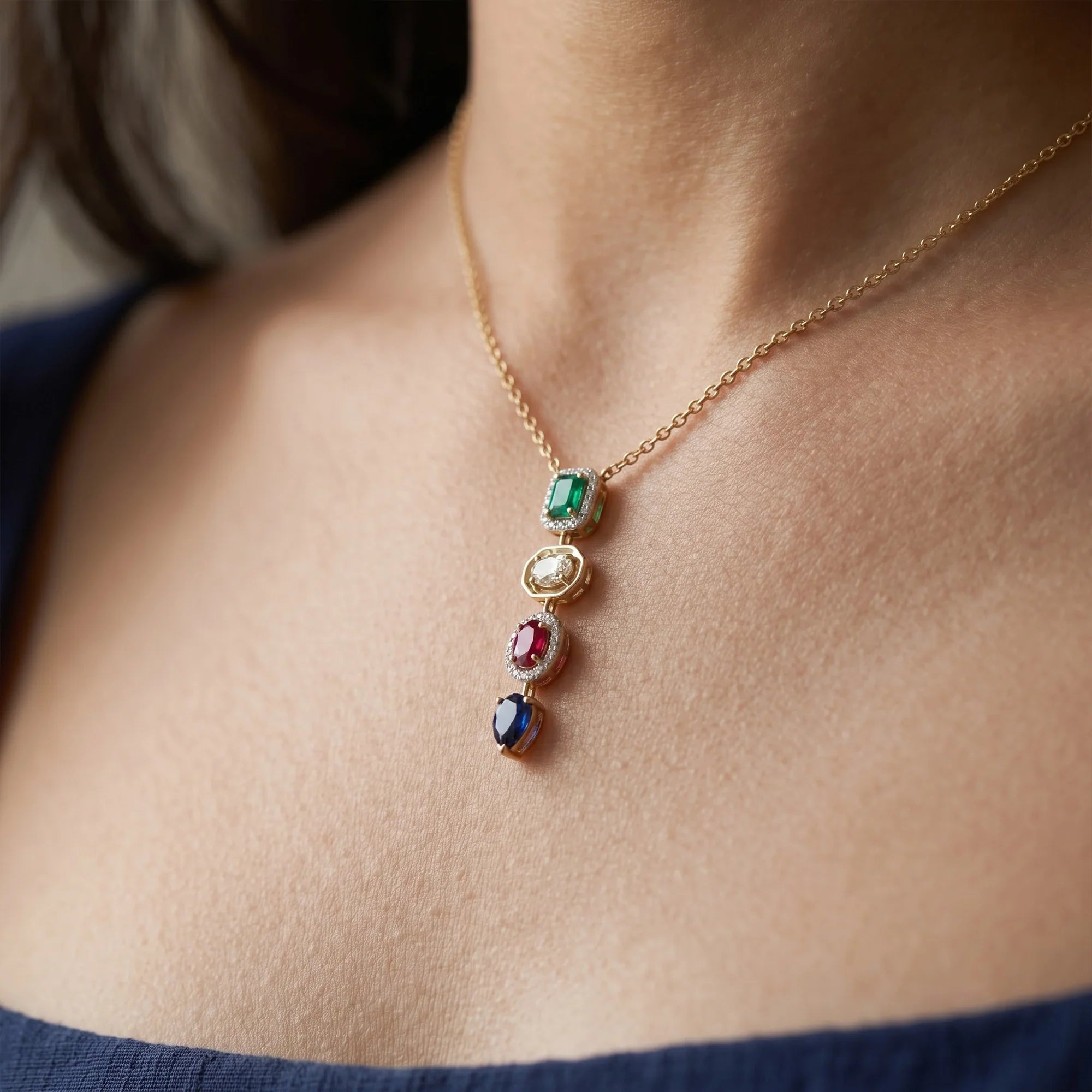 Gold Mosaic Drop Pendant
