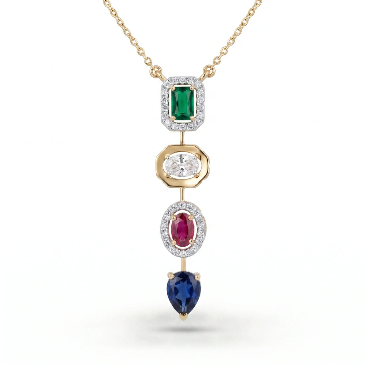 Gold Mosaic Drop Pendant